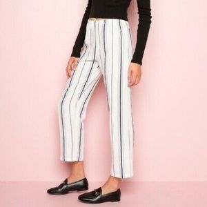 Brandy Melville White & Blue Striped Pants